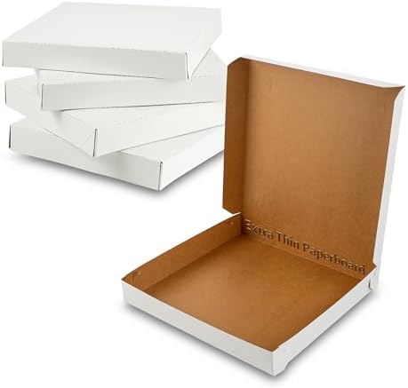 MT Products Extra Thin White Pizza Boxes - 12" x 12" x 1.9" (Pack of 10) - Lightweight and Convenient - Made in the USA
