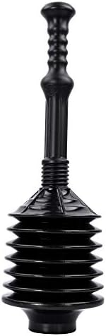 JS Jackson Supplies Professional Bellows Accordion Toilet Plunger, High Pressure Thrust Plunge Removes Heavy Duty Clogs from Clogged Bathroom Toilets, All Purpose Power Plungers for Bathrooms, Black