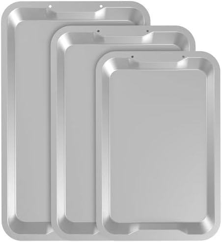 Premium Baking Sheet Pan Set for Ninja B33003 Foodi Oven,Stainless Steel Cookie Baking Tray for Most Oven, Gift for Bakeware,Toaster Oven Pan 11 x 17 Inch,10 x 15 Inch and 12 x 19 Inch 3-Pack