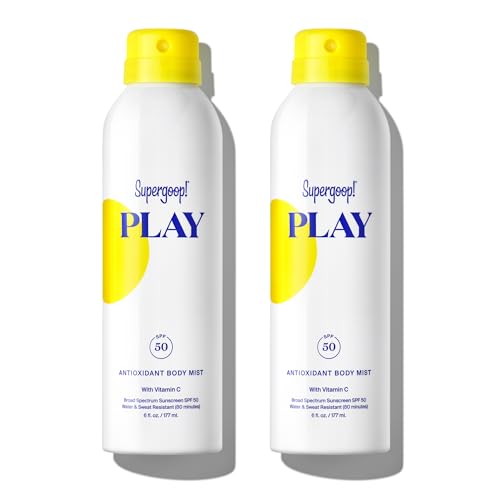 Supergoop! PLAY SPF 50 Antioxidant Body Mist w/Vitamin C, 6 fl oz - 2 Pack - Broad Spectrum Sunscreen Spray - Clean Ingredients for Sensitive Skin - Great for Active Days