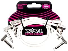 Ernie Ball Flat Ribbon Patch Cable 3-Pack, 12in, White (P06386)