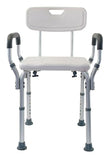 Essential Medical Supply Height Adjustable Shower and Bath Bench with Padded Arms, Contoured Back and Textured Shower Chair Seat