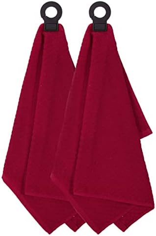 Ritz Premium Hook and Hang Towel (2-Pack), 18" x 28", Long-Lasting and Durable Rubber Hook, Highly Absorbent and Super Soft Hand Cloths for Kitchen, Bathroom, or Laundry Room, Paprika
