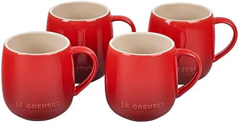 Le Creuset Stoneware Set of 4 Heritage Mugs, 13 oz. each, Cerise