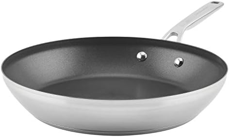 KitchenAid 3-Ply Base Brushed Stainless Steel Nonstick Fry Pan/Skillet, 12 Inch
