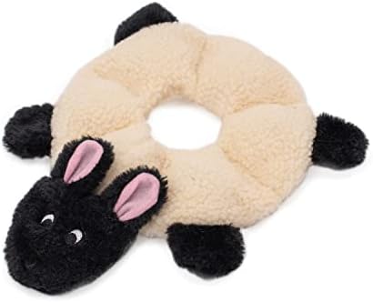 ZippyPaws Loopy - No Stuffing Dog Toys to Keep Them Busy, for Small, Medium, & Large Dogs, Squeaky Pet Toy for Boredom, Unstuffed Chew Toy, Soft Plush Puppy Products, Sheep - 10"
