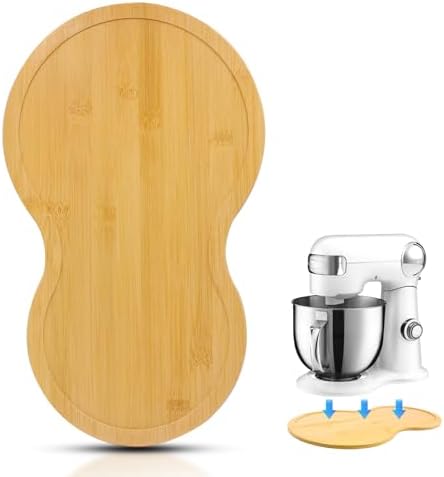 Bamboo Mixer Slider for Cuisinart Stand Mixer 5.5 Quart Mixing Bowl, mixer attachments sliding board for Cuisinart SM-50BC, Kitchen Countertop Storage mixer accessories Appliance Moving Tray Mat