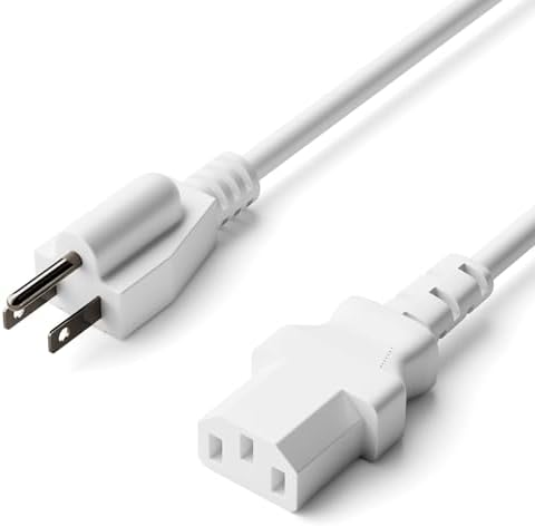 THE CIMPLE CO 10 Feet - 3 Prong AC Power Cable for Computer, Medical, Server, & Desktop - 10 ft Three Prong Power Supply Cord - C13 Power Cord - NEMA 5-15P to C13 / IEC 320-10 Foot (3 Meter), White