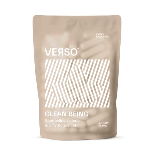 verso Clean Being Spermidine Dietary Supplement Capsules for Natural Cellular Clean Up - Luteolin and Dihydroquercetin Vegan Senolytic Molecules Supplements for Healthy Aging (1Pack=60 Capsule)