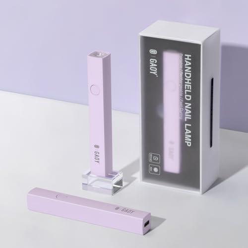 GAOY Handheld UV Light for Gel Nails, Mini Nail Lamp, Portable Cordless Rechargeable, Fast Curing, Pale Purple