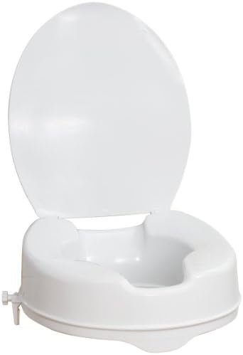 Drive Medical 770-626 AquaSense Raised Toilet Seat with Lid, Standard Seat, White