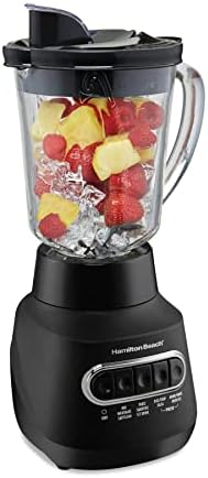 Hamilton Beach 58175 Wave Action Blender for Smoothies, Stainless Steel Ice Sabre Blades, 800 Watts, Quiet Design, 40 oz Glass Jar, Black