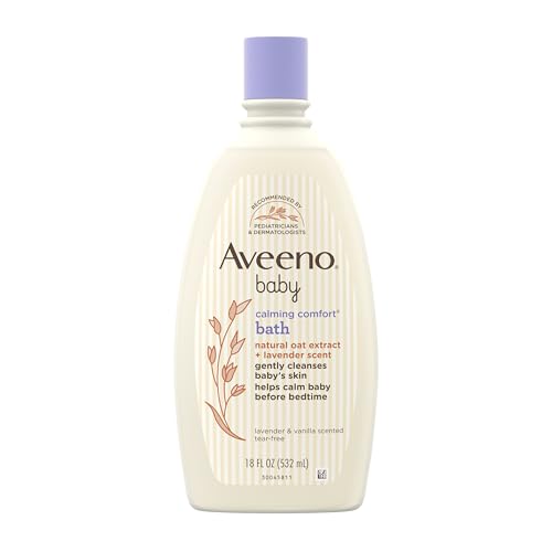 Aveeno Baby Calming Comfort Bath with Relaxing Lavender & Vanilla Scents, Hypoallergenic & Tear-Free Formula, Paraben- & Phthalate-Free, 18 Fl Oz (Pack of 1)