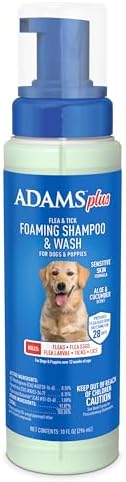 Plus Flea & Tick Foaming Shampoo & Wash for Dogs & Puppies Over 12 Weeks | Sensitive Skin Flea Treatment for Dogs and Puppies | Kills Adult Fleas, Ticks, and Lice On Contact | 10 Oz