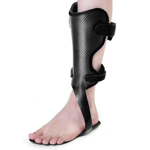 Carbon Fiber AFO Brace Ankle Foot Orthosis Lightweight Foot Drop Brace Drop Foot Brace for Walking Gait Assistance Ankle Instability, Right-Large