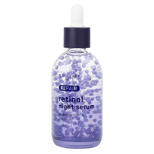 Spa Life Face Serum: REPAIR Retinol Night Serum 100 ml (3.7 oz) Smoothing, Resurfacing, Gently Exfoliating - Targets Fine Lines, Texture, Dark Spots - Boosts Cellular Turnover & Clearer Skin