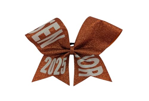 Senior 2025 Glitter Cheer Bow - Handmade in USA - Graduation Gift (Orange)