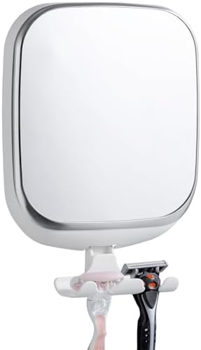 TAILI Shower Mirror Fogless for Shaving, Anti Fog Shaving Mirror with Razor Holder NO-Drilling,Removable,Shatterproof & Waterproof,Wall Mounted Bathroom Accessories with Powerful Suction(White)