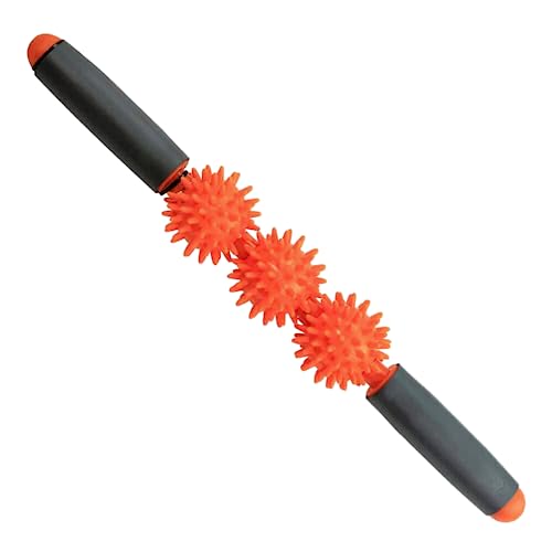 Tiger Tail Pressure Point Muscle Roller Massage Stick, The Spiky Roller, 17" Roller with Three 2.25" Independently Rolling Spiked Balls (Acupressure Roller)