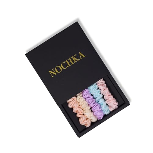 Mulberry Silk Scrunchies for Women - Premium Ultra Thin Silk Hair Scrunchies for All Hair Types (5 Pack) - Made in USA Silk Hair Ties - Silk Scrunchie Set for Frizz Prevention (Unicorn)