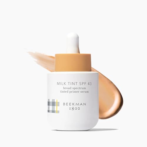 Beekman 1802 Milk Tint Face SPF 43 - Oxybenzone Free - 1 oz - Tinted Mineral Sunscreen, Makeup Primer & Moisturizer - Blends Seamlessly - Good for Sensitive Skin - Cruelty Free