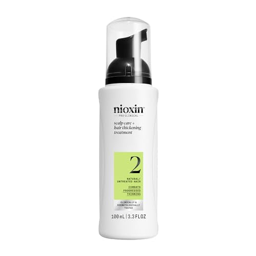 Nioxin System 2 Scalp Care + Hair Thickening Leave-In Treatment, For Natural Hair with Progressed Thinning, Boost Hair Density Against Breakage with Niacinamide & Biotin