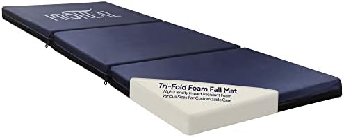 Foam Fall Mat for Elderly - Thick Tri-Fold Fall Prevention for Seniors - High-Density Impact-Resistant Safety Floor Mat - Aids The Bed of Elderly and Handicapped Patients - 24” x 66” x 3”