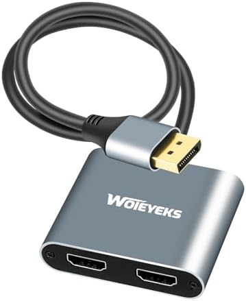 4K 60Hz DisplayPort to Dual HDMI Splitter Cable Adapter for Dual Monitors Extended Display.SST/MST Specification Display Port Extend 1 in 2 HDMI Out for Desktop,Laptop,NVIDIA, AMD Graphics Card