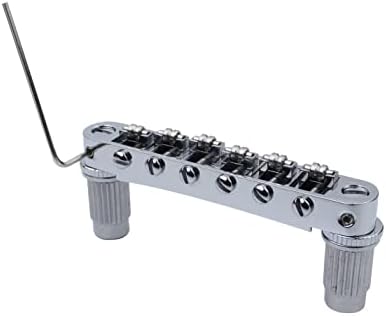 Guyker Guitar Tune-O-Matic Roller Saddle Bridge Replacement Part Compatible with Gibson Les Paul LP SG Style 6 String Electric Guitar - GM005, Chrome