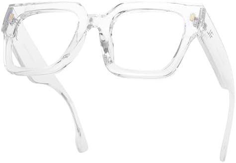 Oversized Blue Light Blocking Glasses for Women Men, XL Square Thick Frame Eyeglasses Anti Eyestrain & UV Glare RF6211