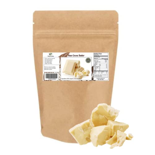 2 Lb Cocoa Butter: Pure, Raw, Unprocessed. Incredible Quality and Scent. Use for Lotion, Cream, Lip Balm, Oil, Stick, or Body Butter. NON-GMO By SaaQin®