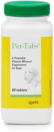 Pet-Tabs Multivitamin and Mineral Supplement for Dogs, Chewable Tablet, 60 Count Bottle