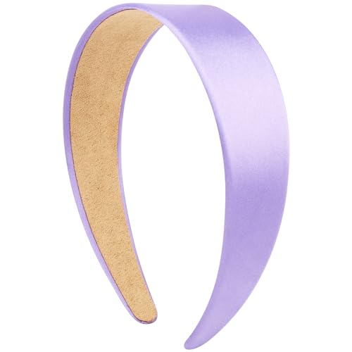 VELSCRUN Headbands for Women Girls 1.6 Inch Purple Satin Wide Headband Head Bands for Womens Hair Solid Simple Fashion Hair Bands Cosplay Halloween Hair Accessories Gifts for Mothers Sisters