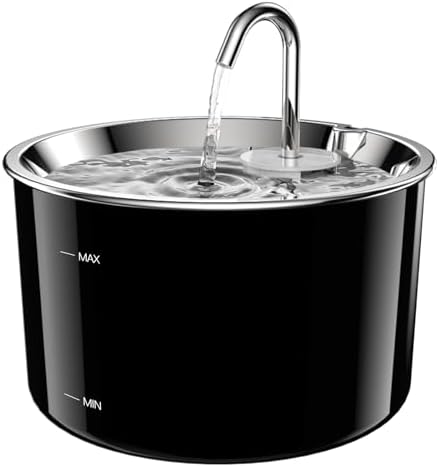 Cat Water Fountain Stainless Steel Lid, 3L/101oz Pet Water Fountain, Dog Waterer with Quiet Pump and 4-Layer Filtration for Cats and Dogs