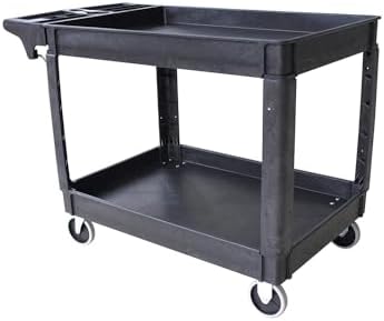 MaxWorks 80858 500-lb Utility Service PP Cart with Two Trays and Wheels 46 inch x 25.5 inch x 33.5 inch Overall Dimensions