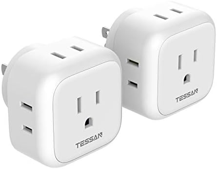 Multi Plug Outlet Extender, TESSAN Multiple Plug Splitter with 4 Electrical Outlets, 2 Packs Wall Tap Power Expander for Cruise Ship Home Office Dorm Room Essentials, White