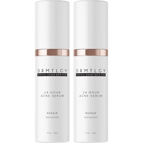 DRMTLGY Acne Spot Treatment and Cystic Acne Treatment. Acne Serum with Micronized Benzoyl Peroxide 5% and Glycolic Acid. 1.1 oz, 2 pack