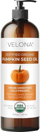 velona Pumpkin Seed Oil USDA Certified Organic - 16 fl oz | 100% Pure and Natural Carrier Oil | Unrefined, Cold Pressed | Cooking, Face, Hair, Body & Skin Care | Use Today - Enjoy Results