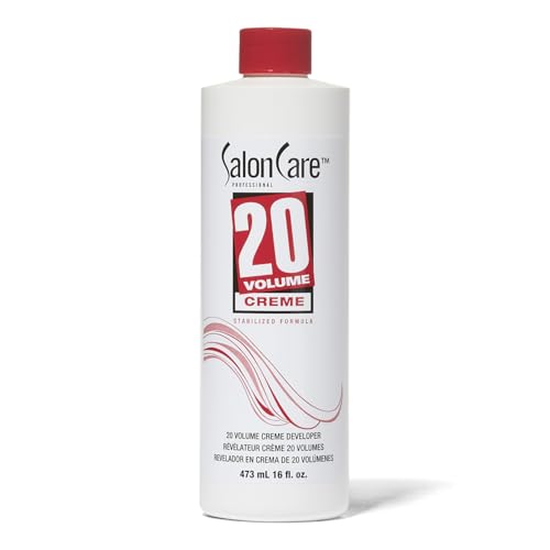 Salon Care 20 Volume Creme Developer, Uniform Lift, Easy to Handle Cream Consistency, Stabilized Formula, 16 Ounce