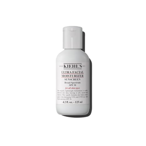Kiehl's Ultra Facial Moisturizer with SPF 30, Hydrating Face Cream for All Skin Types, UVA & UVB Sunscreen Protection, Skin Feels Soft and Smooth, with Squalane, Paraben-free, Fragrance-free