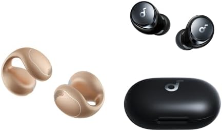 Soundcore C40i by Anker Open-Ear Clip-On Earbuds with Space A40 Adaptive Active Noise Cancelling Wireless Earbuds, Lightweight Comfort, Maximum Stability, Clear Sound for Workouts and Outdoor Sports