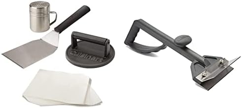 Cuisinart CSBK-400, Smashed Burger Kit, Cast Iron & CCB-500 Griddle Scraper, Six-inch wide stainless steel blade