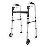 2 Wheel Walker, Lightweight Walkers for Seniors Foldable, 2×5" Front Wheeled Walker, 6 Adjustable Height, Rolling Walker with Wheels, Standard Walker, Weight Capacity 400lbs, Silver