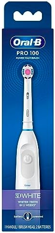 Oral-B Pro 100 3D White, Battery Powered Electric Toothbrush, White