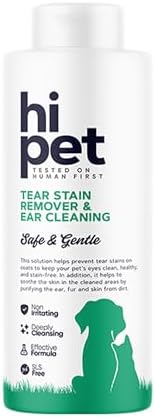 Hi pet Tear Stain Remover for Dogs and Cats & Ear Cleaning, Removes Earwax and Odor, All-Natural Formula, 4.06 Fl Oz (Pack of 1)