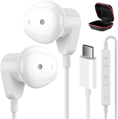 USB C Headphones for iPad Pro iPhone 15 Pro 16 Pro,USB Type C Earphones HiFi Stereo USB C Wired Earbuds Microphone Volume Control for Samsung S23 Ultra S22 S21 Note20 A54,Pixel 9 8 7 6 6a 5 4,OnePlus9
