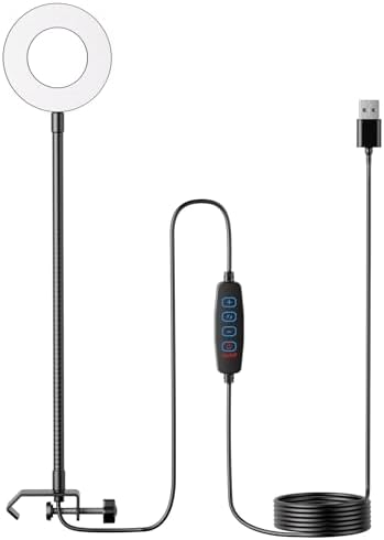 Elikliv Digital Microscope Gooseneck LED Light GL01, Three Color Modes, Brightness Adjustable, Flexible Gooseneck Light with Clamp, Compatible with All LCD Microscopes