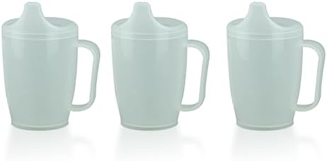 Adult Sippy Cup with Easy-Grip Handle & Spout Lid, 8.5 oz – Lightweight & Spill-Resistant Mug for Seniors & Adults, Use for Hot & Cold Beverages, Travel & Home - 3 Pack