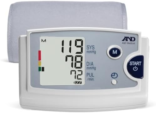 A&D Medical Blood Pressure Monitor for Home Use, UA787EJ Preformed Upper Arm Cuff (9.0-17" / 22-43cm), Easy to Use, One Touch Operation, Avg Memory, 3 Custom Reminders, Carrying Case, AC Adapter