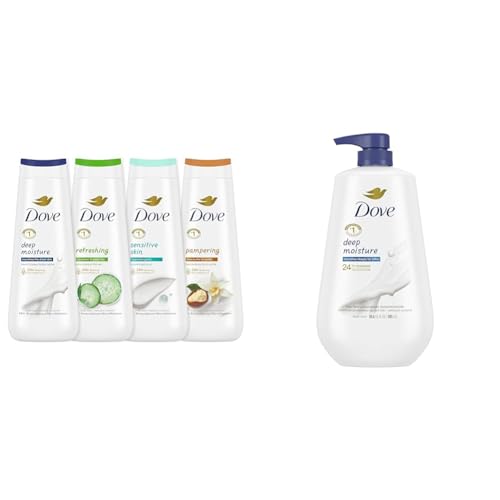 Dove Body Wash Deep Moisture, Sensitive Skin, Cucumber and Green Tea, Shea Butter and Vanilla Collection with Pump Deep Moisture 30.6 oz Moisturizing Skin Cleansers